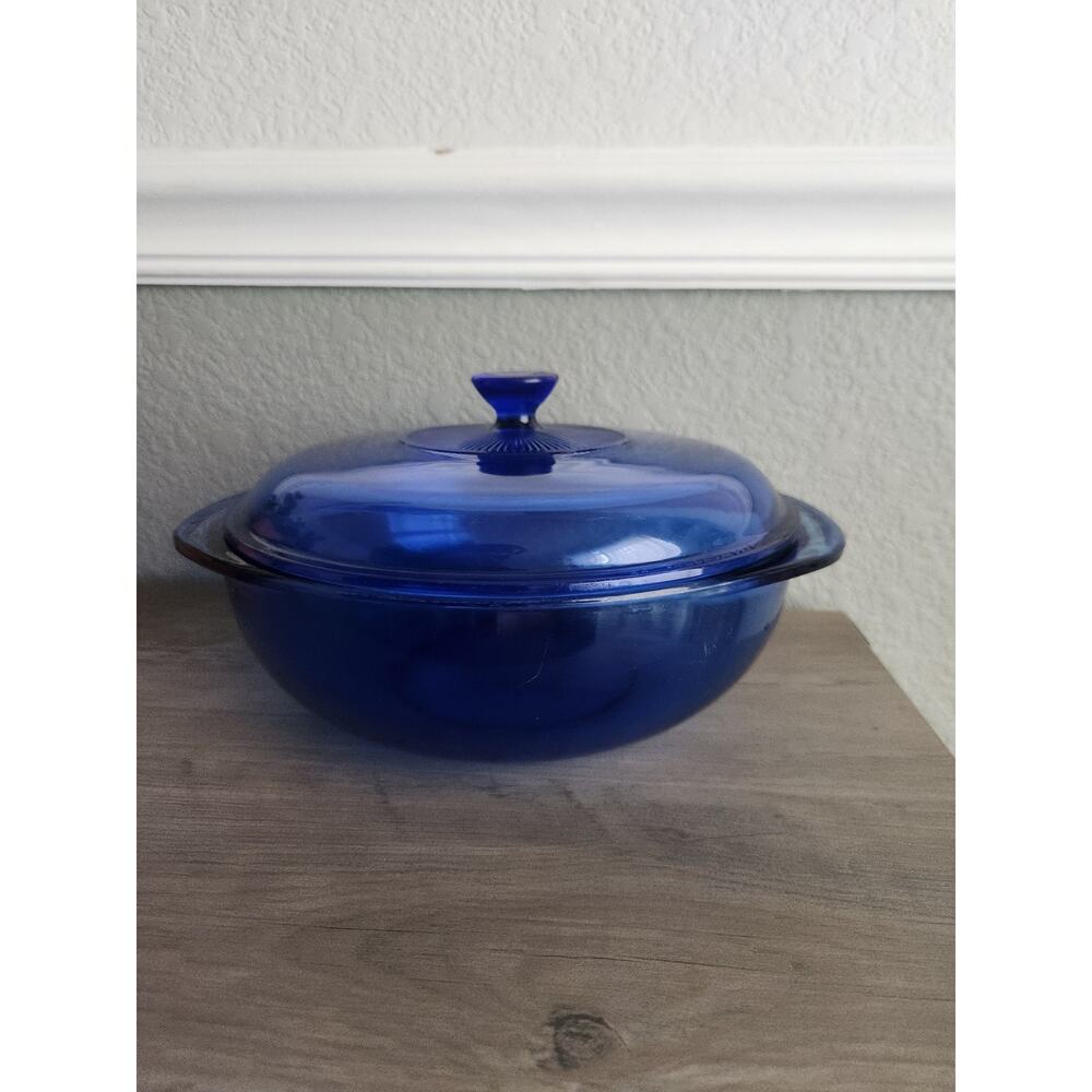 Vintage Pyrex #024‎ Cobalt Blue Glass 2 Qt Casserole Dish W/ Lid USA